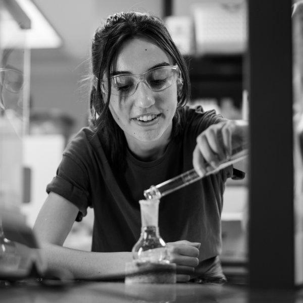 Junior Georgia Sands works in her lab on research.